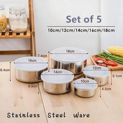5 Pcs Protect Food Fresh Box Set - High Quality Stainless Steel Ware