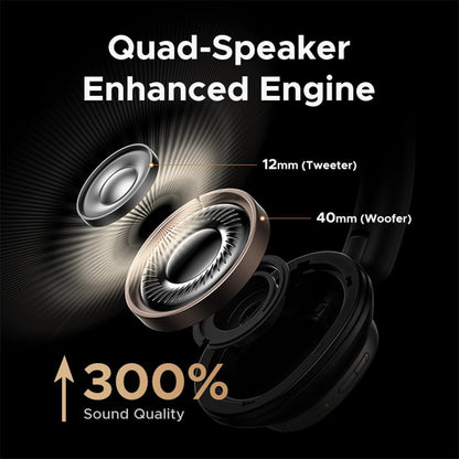 UGREEN Studio Pro Headphones Wireless 55687 , 120H Playtime, Adaptive Noise Cancelling, Hi-Res Sound Bluetooth 6.0 Over-ear Headsets, Custom EQ & Multiple Connection via App, Foldable Retractable Earphones