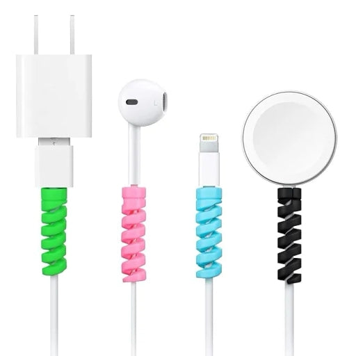 Spiral Cable Protector & Data Cable Saver Set of 2, Multi Colour with Free Ring