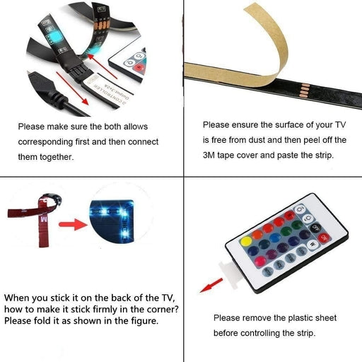RGB LED Strip Light 2/3/5M, USB Powered with Remote & Bluetooth Control