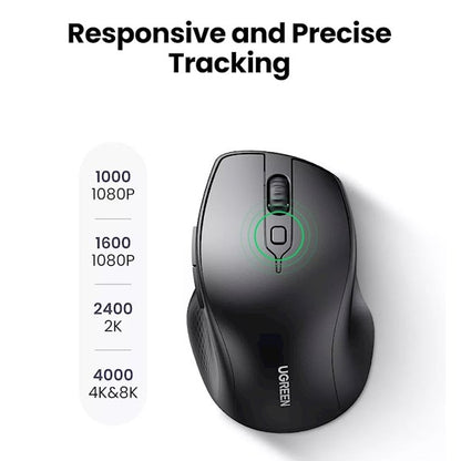 UGreen Ergonomic Wireless Computer Mouse (MU101) Dual Mode Bluetooth & USB Receiver Connectivity