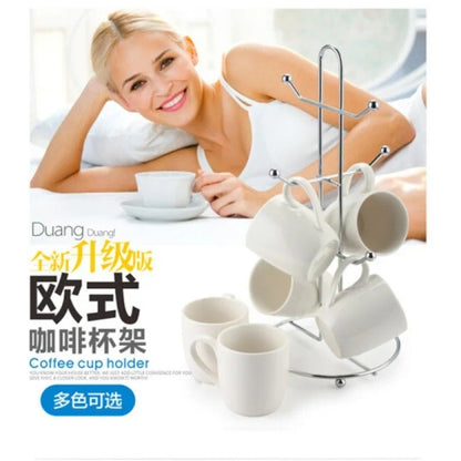 Stand Kitchen Cup Holder 6 Mug Storage Rack Coffee Mug Tree Jewelry Display Organizer Hot Coffee Tea