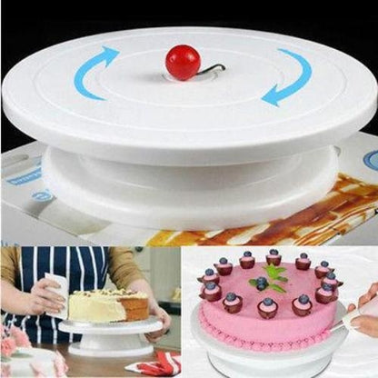 Cake Decorating Turntable Rotating Stand with Easy Glide Fondant Smoother Tool