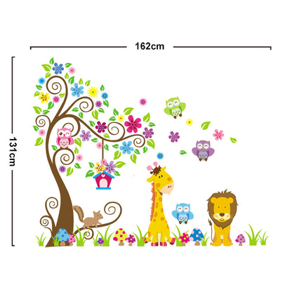 Lions and Friends Cartoon Animals Wall Decal Sticker for Kids' Room Decoration