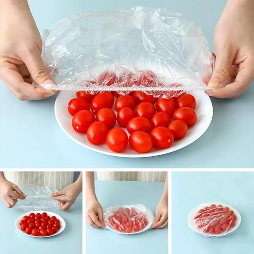 Elastic Food Storage Bags, Stretchable Reusable Plastic Wrap 100Pc