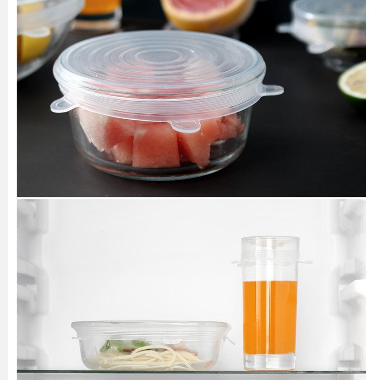 12 Pcs Silicone Lids, Reusable, Super Stretch Silicone Lids, Best Durable Kitchen Baking Tool And Coolest Cooking Gadget
