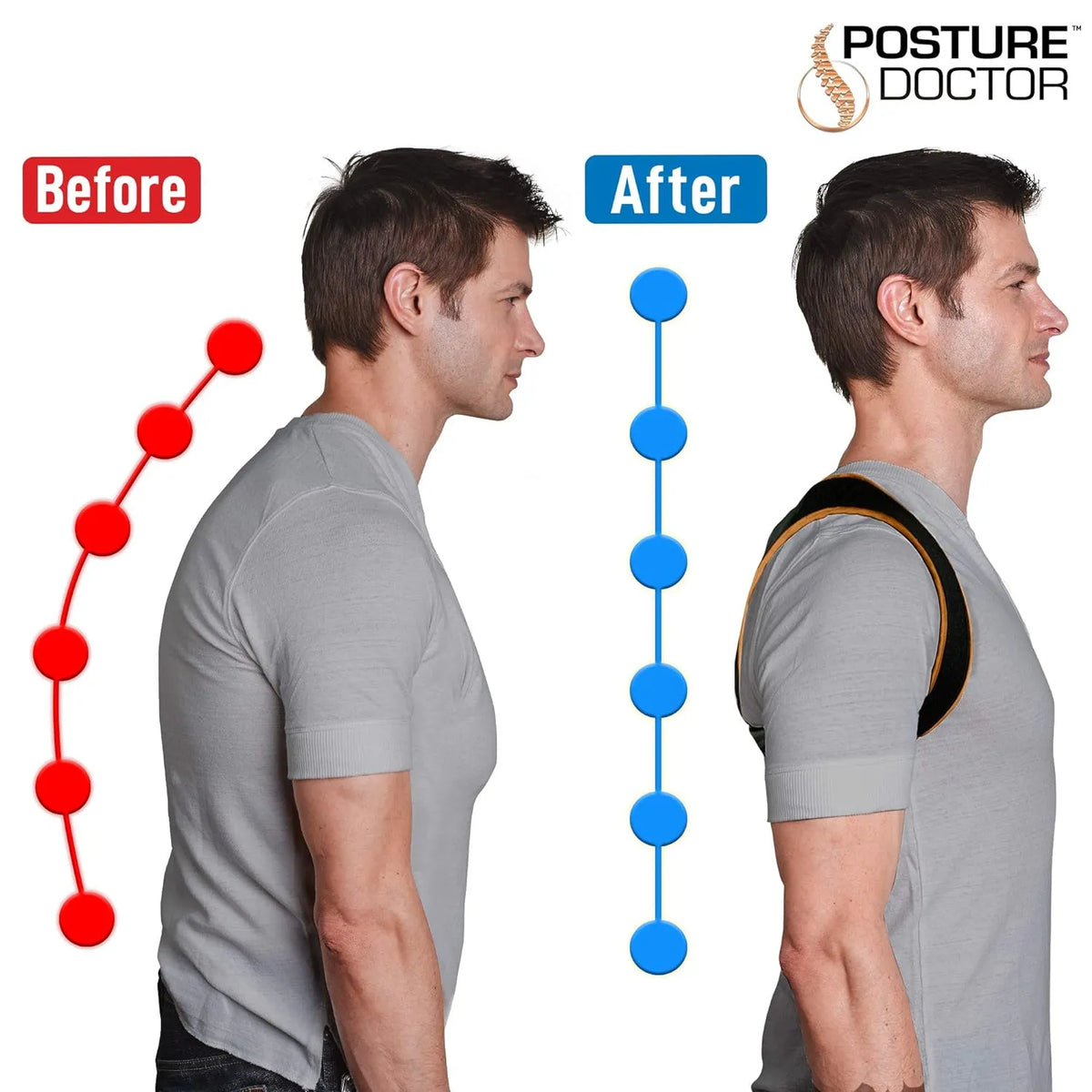 Posture Doctor Belt Adjustable Posture Corrector Back Brace for Back Pain Relief and Bad Posture