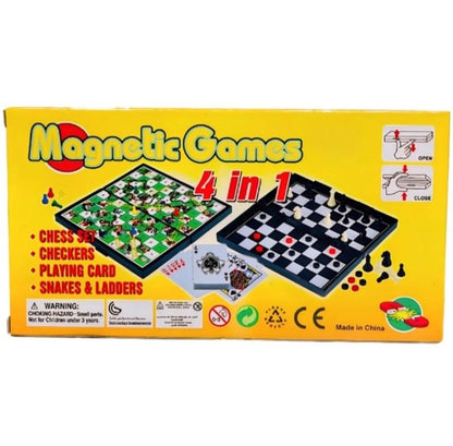4 In 1 Magnetic Games Board Chess , Snake and Ladder , Card Games