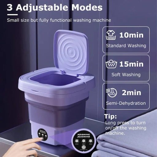 Portable Foldable Washing Machine with Automatic Mini Underwear Sock Dormitory Washing Machine 6.5L