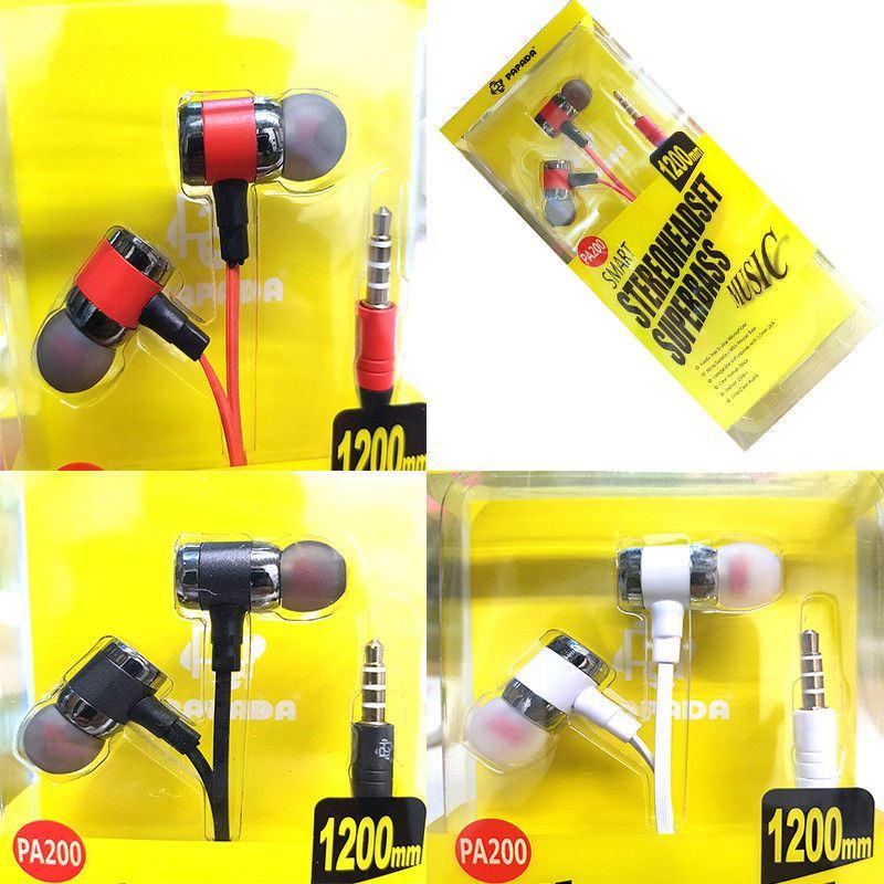 PA200 3.5mm Jack Stereo Headset Super Bass Hands Free Earphone Headphone with Mic