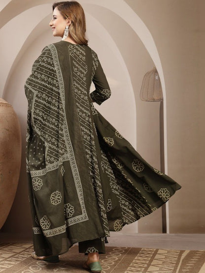 Women Ethnic Motifs Printed Regular Kurta with Trousers & with Dupatta