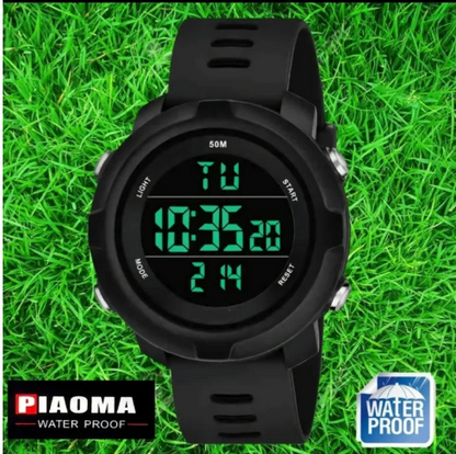 Piaoma Digital Watch with LED Shockproof Multi Functional Automatic Black Strap Waterproof Digital