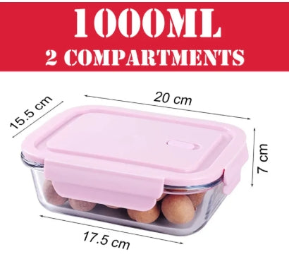High Borosilicate Glass Food Storage Container with Air Vent Lid Leak Proof & Microwave, Oven Safe