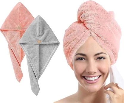 Quick Dry Microfiber Hair Towel Turban Magic Hair Wrap for Women - Multi Color (1 Pc)