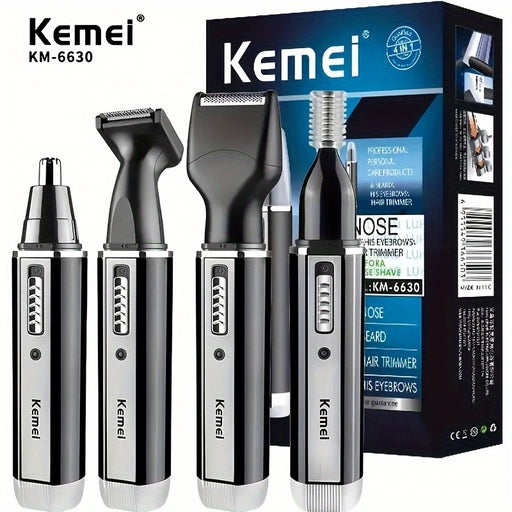 Kemei 4-in-1 Professional Grooming Kit, USB Rechargeable Nose & Ear Hair Trimmer, Beard and Eyebrow