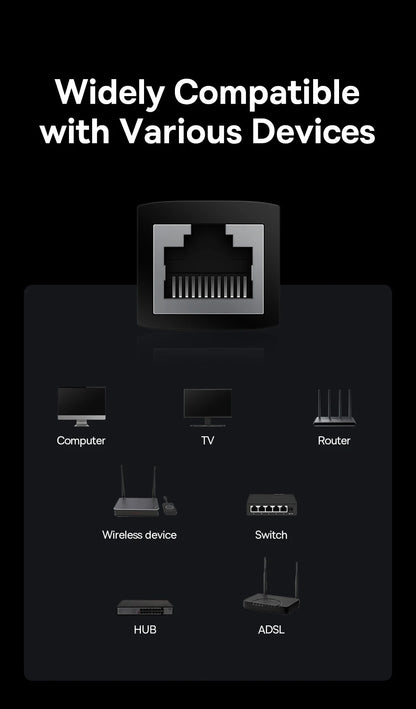 Baseus RJ45 Connector Coupler Cat7 Cat6 Ethernet Adapter Network Extender Extension Cable for Ethernet Cable Gigabit Female t