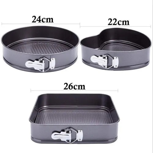 3 PCS Cake Baking Springform Pan Cake Mould Cake Tray Cake Mold (Heart Shape Round Shape Square Shap