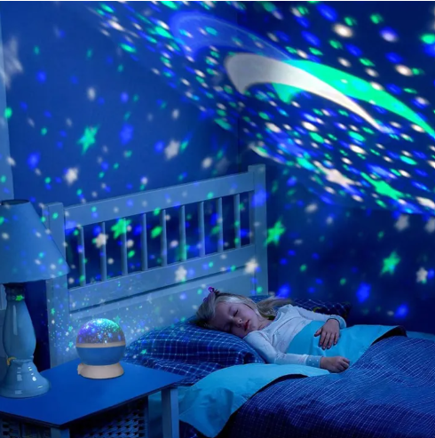 Rotating Starry Sky & Unicorn Kids Night Light Projector | Dual-Powered LED Bedside Projection Lamp