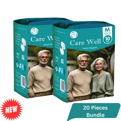 Carewell | Adult Diapers | Medium 20 Pcs