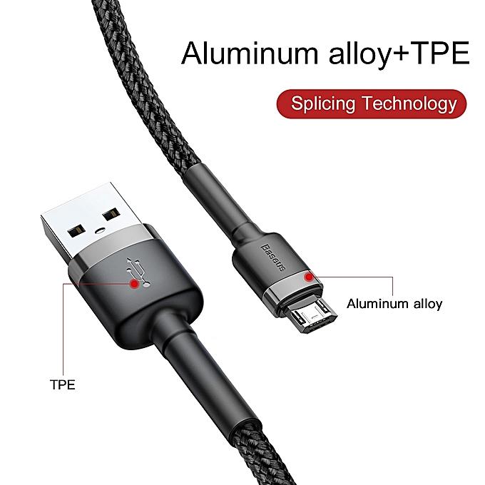 100% Genuine Baseus Double Sided Reversible Micro USB High-density Braided Fast Charging Data Cable For Smartphone Tablet