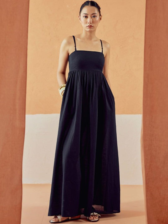 Linen a-Line Maxi Dress