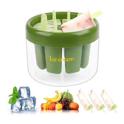 8 Pieces Ice Cream Molds Reusable Popsicle Mold Set Homemade Household Food Grade Plastic Ice Cream Mold Popsicle Ice Lolly Mold Kitchen Ice Pop Molds