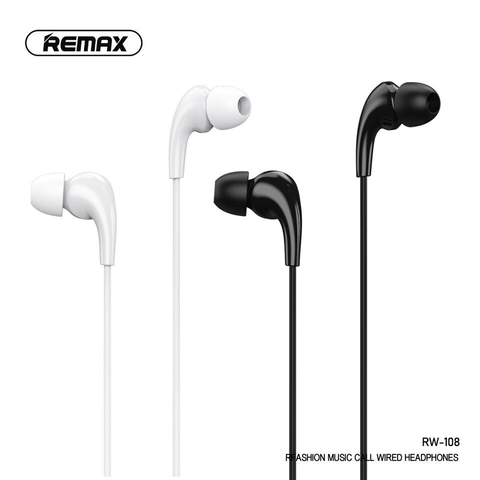 Remax RW-108 High Quality In-Ear Wired Music Earphone Stereo for Mobile Earphone