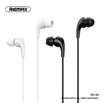 Remax RW-108 High Quality In-Ear Wired Music Earphone Stereo for Mobile Earphone