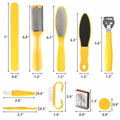 Professional Stainless Steel Pedicure Tools Set 10 in 1, Foot Care Kit, Nail Toe Rasp Peel Dead Hard Skin Callus Remover Feet Care Pedicure