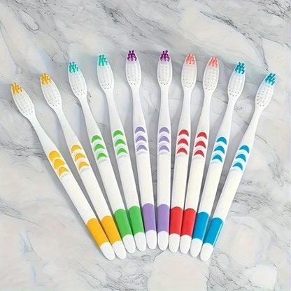 Set of 10 Kids Soft-Bristled Toothbrushes, Made with Bamboo Charcoal Nano Fibers, Unscented Manual