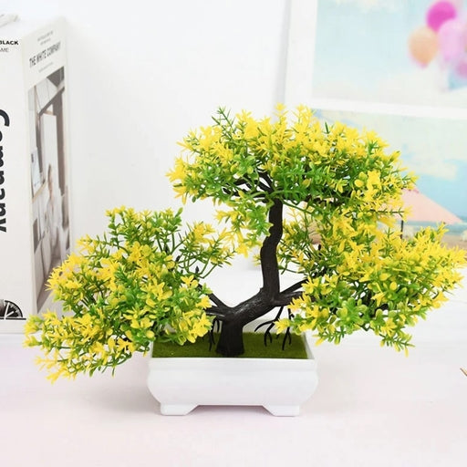 Artificial Bonsai Plant with Pot – Small Potted Tree & Flowers for Home, Office, Table, Room & Garde