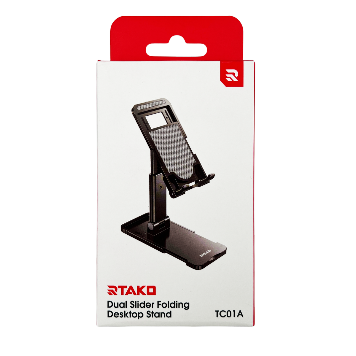 Rtako TC01A Tablet Phone Desktop Stand (Black) - Dual Slider Folding Desktop Stand