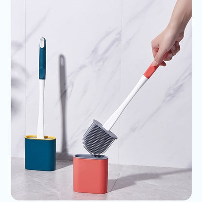 Silicone Toilet Brush Toilet Cleaner Brush with Holder,Floor-Standing and Wall-Mounted Without Drill