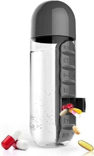 Portable 7-Day Pill Organizer Water Bottle for Travel & Fitness