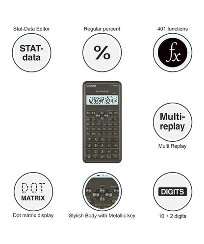 CASIO FX-100MS 2nd Gen Non-Programmable Scientific Calculator, 300 Functions and 2-line Display