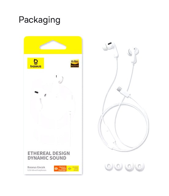 Baseus Wired Earphone Encok CZ20 Type-C Earphone For Iphone Samsung Pixel Huawei & More