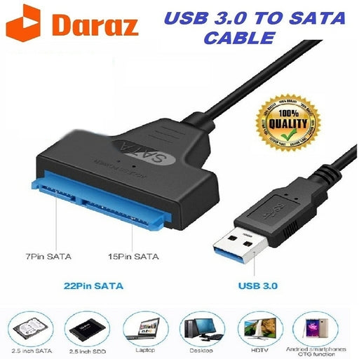 USB 3.0 to SATA 3.0 22-Pin Adapter Cable – 5Gbps for 2.5" SSD/HDD