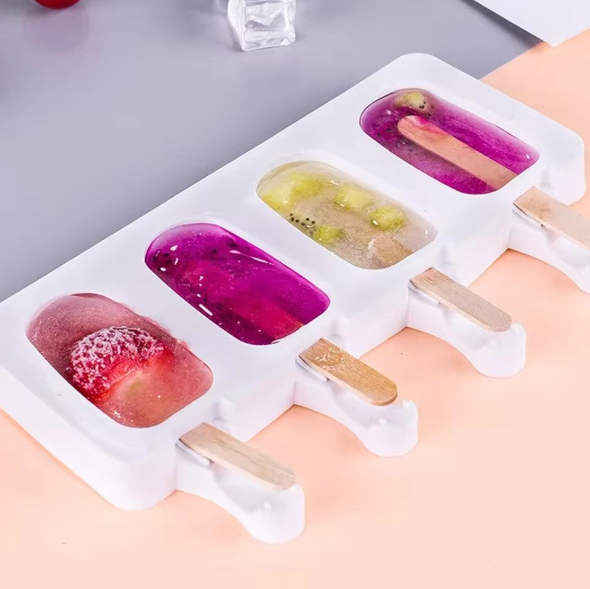 Silicone 3/8 Cavity Ice Cream Molds, Popsicle Mold, Can Reuse, Ice Cream Mold, Easy Disengage