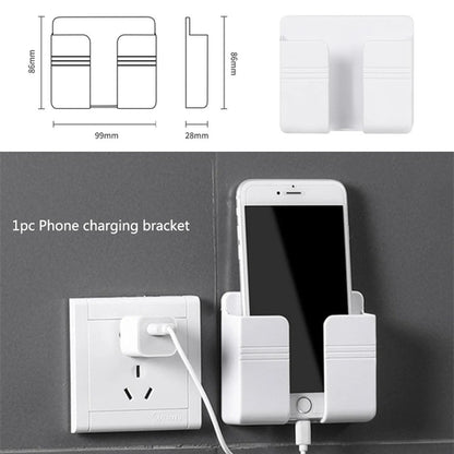Wall Mount Phone Holder Self-Adhesive Wall Beside Organizer Storage Box Plastic Charging Phone Stand