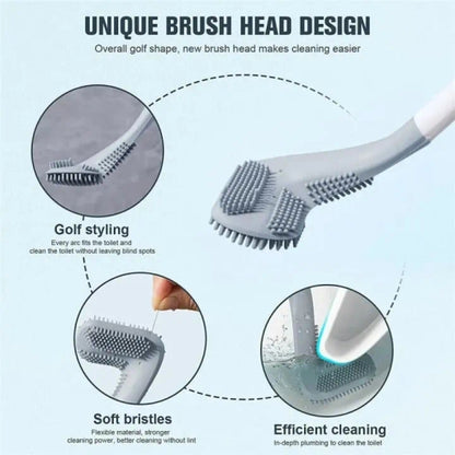 Silicone Toilet Brush Long Handled Toilet Brush No Dead End Toilet Cleaning Brush