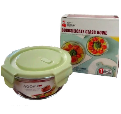 Borosilicate Glass Food Storage Bowl Airtight & Leak-Proof- ( ROUND) Microwave Safe Glass Containers