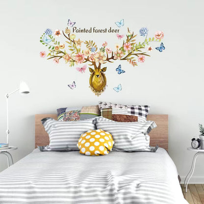 Butterfly Deer with Wall decoration stickers room wallpaper bedroom nursery kids room Home decoration Wall Stickers