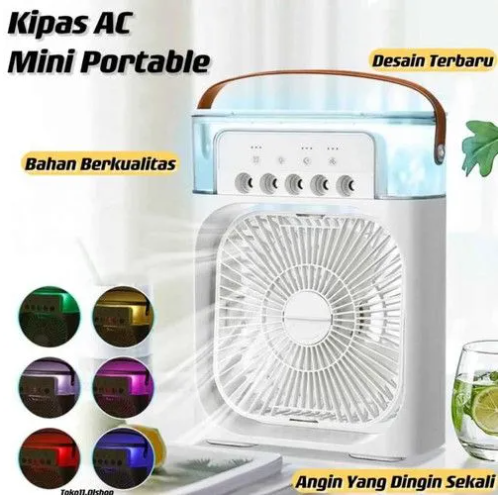 2-In-1 Portable Air Cooler Fan & Humidifier | 5-Spray Mist, 7-Color LED & 3 Speeds
