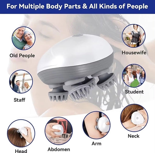24-Node Electric Head Massager for Humans , Waterproof, Full Body Muscle Relaxation, Neck