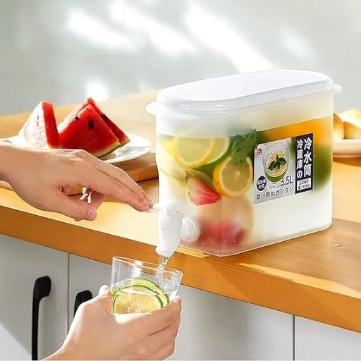 Refrigerator Water Dispenser with Fruit & Ice Infuser, Leak-Free Spigot & Cool Water Pitcher