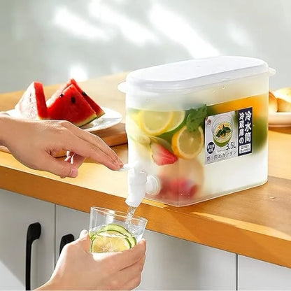 Refrigerator Water Dispenser with Fruit & Ice Infuser, Leak-Free Spigot & Cool Water Pitcher