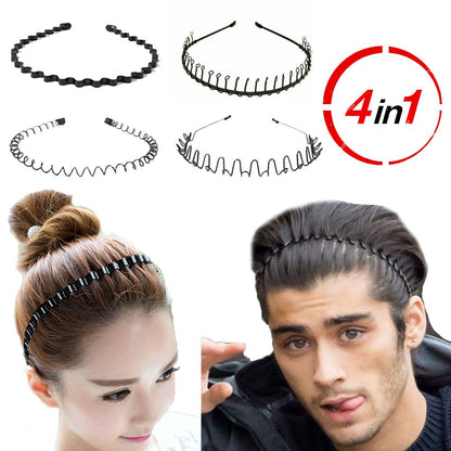 4Pcs+ 1 Free of Metal Alloy Minimalist Style Unisex Rigid Headband Set