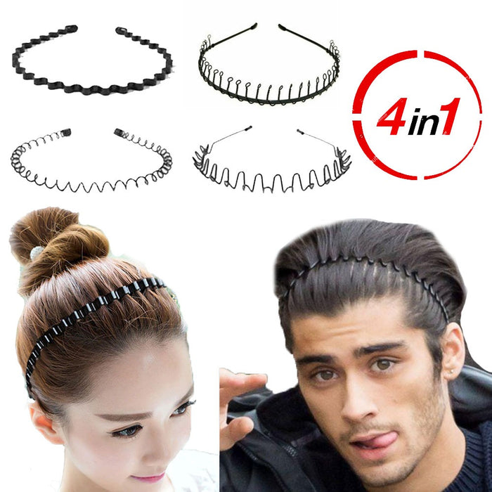 4Pcs+ 1 Free of Metal Alloy Minimalist Style Unisex Rigid Headband Set