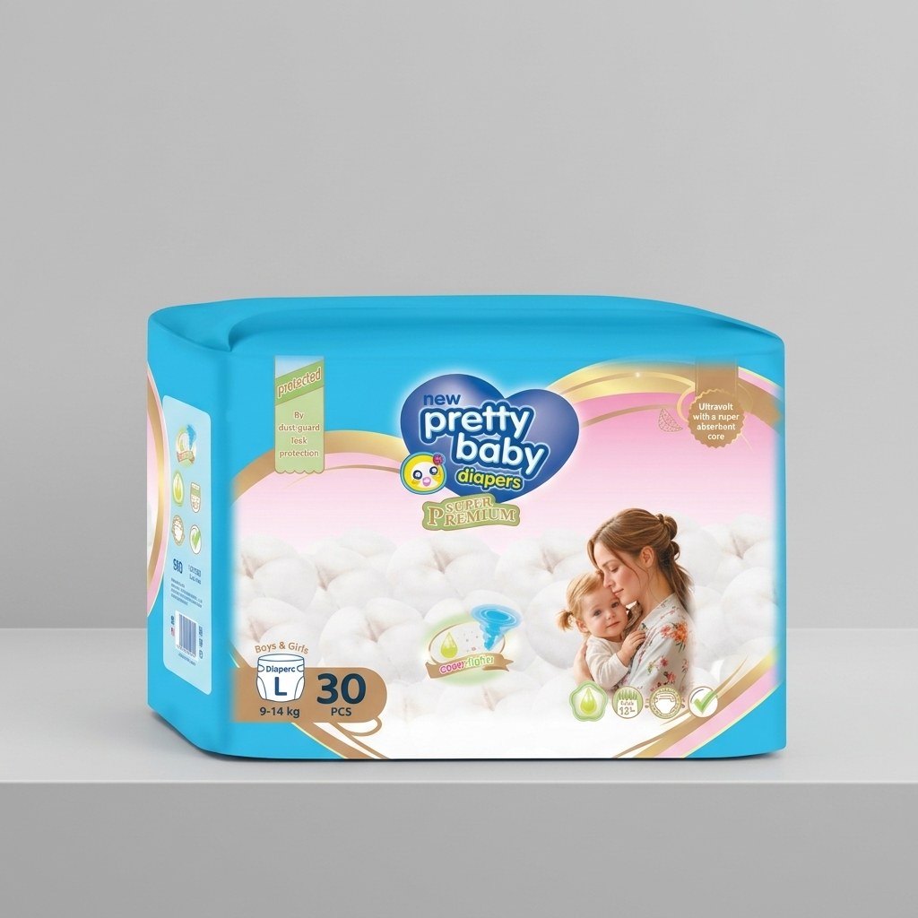 Pretty Baby | Disposable Baby Diapers | Large 30 Pcs