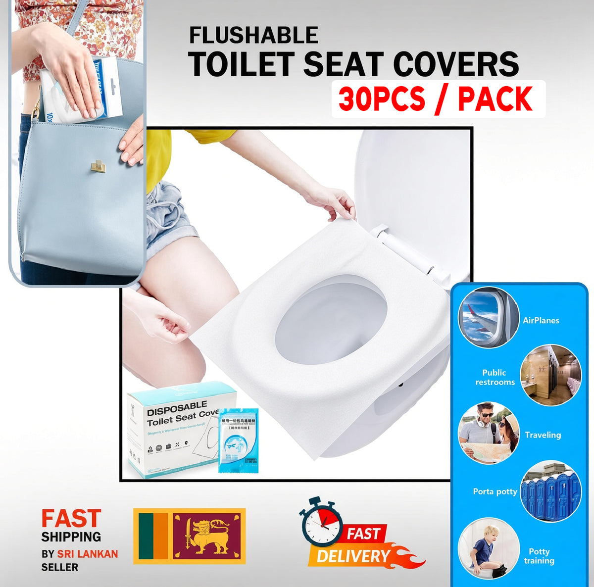 10 Pcs Disposable Toilet Paper Seat Covers Pack - Travel Pack - Water Soluble Anti-Bacteria Flushable Toilet Covers for Travel, Public Toilets Toilet Seat Covers Disposable Travel Pack